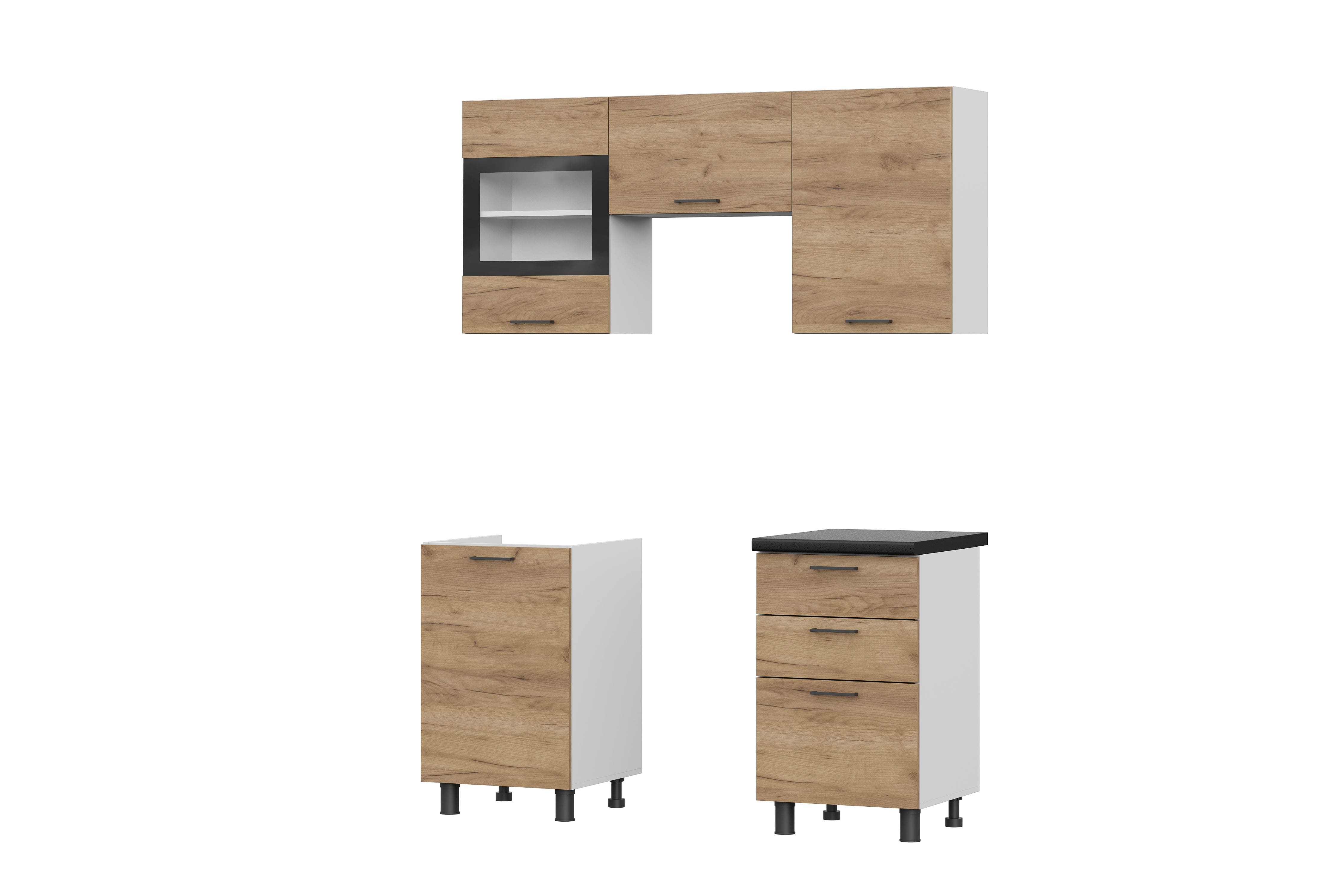 Кухня "Аризона" 1,6м (Дуб Золотой/Черный)